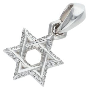 クロムハーツ 18K STR OF DAVID PD スターオブダビデチャーム PAVEダイヤ ホワイトゴールドネックレストップ 中古 SJ02