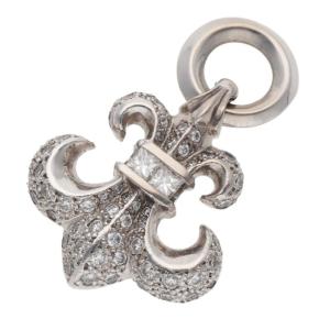 クロムハーツ ネックレストップ 18KWG BS FLUER CHARM P D BSフレアチャーム PAVEダイヤ ホワイトゴールドネックレストップ 中古 SS07