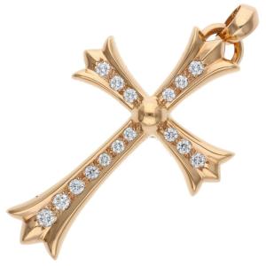 クロムハーツ 22K CH CRS LG P D W BALE ラージCHクロス Wベイル PAVEダイヤ ゴールドネックレストップ 中古 SJ02