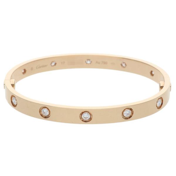 カルティエ ブレスレット サイズ:17 LOVE BRACELET ラブブレス K18PG 10Pダ...