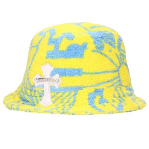 クロムハーツ サイズ:L HAT U CHUM FBRC クロスパッチ付きパイル総柄バケットハット 中古 SJ02