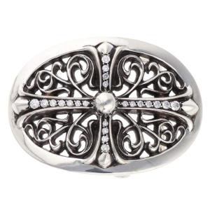 クロムハーツ BUCKL OVAL CROSS P D 1.5 1.5クラシックオーバルクロス PAVEダイヤ シルバーバックル 中古 SS07