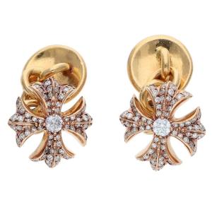 クロムハーツ カフス 22K CUFFLINKS CH PLS PAVE CHプラスパヴェダイヤゴールドカフスボタン 中古 SS07