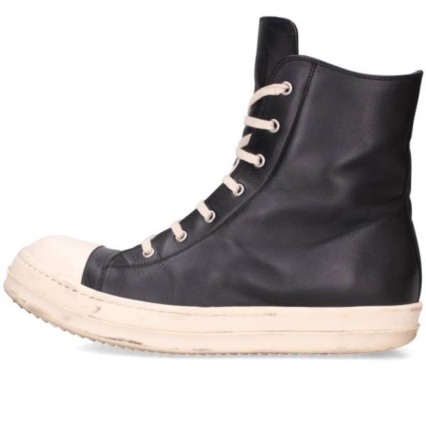 リックオウエンス サイズ:44 RAMONES ラモーンズレザーハイカットスニーカー 中古 SB01