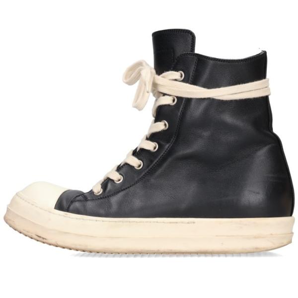 リックオウエンス サイズ:41 RAMONES ラモーンズレザーハイカットスニーカー 中古 SB01