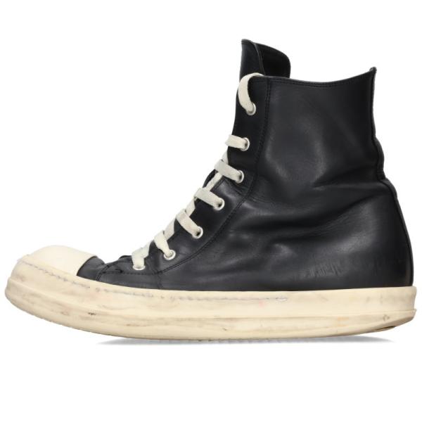 リックオウエンス サイズ:43 RAMONES ラモーンズレザーハイカットスニーカー 中古 OM10