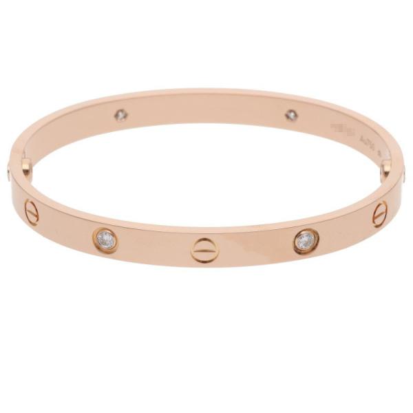 カルティエ サイズ:18 LOVE BRACELET ラブブレス K18PGハーフダイヤモンドブレス...