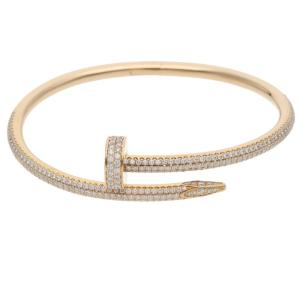 カルティエ サイズ:16 新型 JUSTE UN CLOU BRACELET DIA K18YGダイヤジュストアンクルブレスレット 中古 SS13