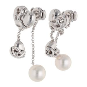 クロムハーツ ピアス ミキモト MIKIMOTO ERNG HEART PEARL DROP SET 18K ホワイトパール ハートドロップピアス 中古 SJ02