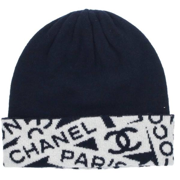 シャネル CHANEL 24SS ロゴカシミヤ混ニットキャップビーニー 新古品 SB01