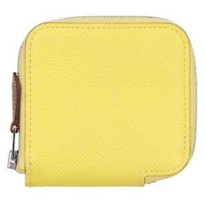 エルメス アザップ コンパクトミニ シルクイン D刻印 SV金具 ヴォーエプソン イエローコインケース 中古 BS99