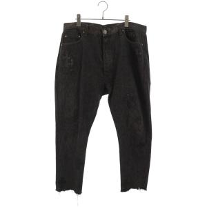 クロムハーツ サイズ:36インチ U VNTG JEAN BLK RED TAB クロスパッチ付きウォッシュド501デニムパンツ 中古 OS06
