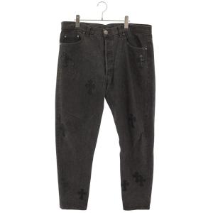 クロムハーツ サイズ:36インチ U VNTG JEAN BLK RED TAB クロスパッチ付きウォッシュド501デニムパンツ 中古 OS06
