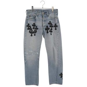 クロムハーツ サイズ:29インチ U VNTG JEAN BLU RED TAB 501クロスパッチ付きウォッシュドデニムパンツ 中古 SS13