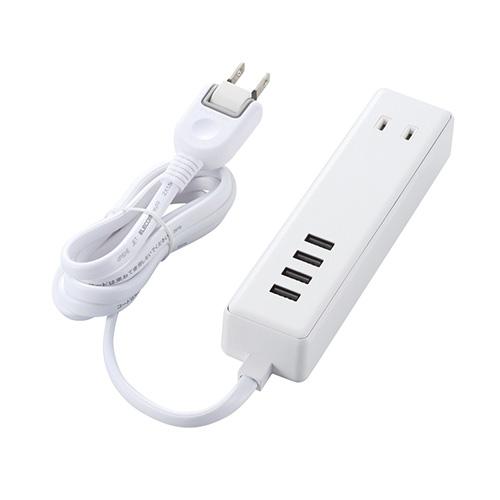 エレコム USBタップ USBメス×4 AC×2 ケーブル1.5m 3.4A ホワイト MOT-U1...