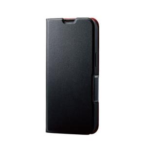 エレコム iPhone 13 ソフトレザーケース 薄型 磁石付き PM-A21BPLFUBK