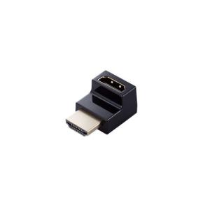 エレコム HDMI L字型アダプター(タイプA-タイプA)スリム 上向き AD-HDAABS01BK｜rinkobe