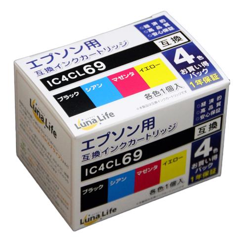 ワールドビジネスサプライ Luna Life エプソン用 互換インクカートリッジ IC4CL69 4...