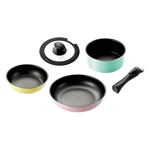 コロセレ キッチンウェア5点セット(フライパン20cm・26cm、クックポット18cm、ガラス蓋18...