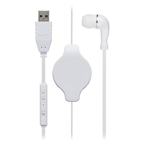 MCO 巻き取り式片耳イヤホン USB ホワイト UHP-K01/WH