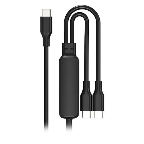 HIDISC PD100W対応 デュアルヘッド 2in1 Type-C to Cケーブル ブラック ...
