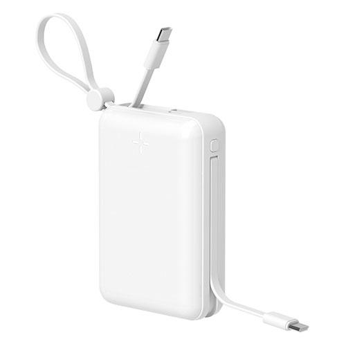 HIDISC PD20W充電に対応 ケーブル一体型モバイルバッテリー 20,000mAh ホワイト ...
