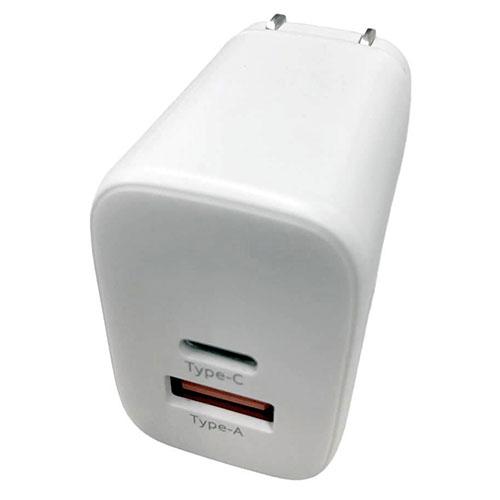 HIDISC USB充電器 PD20W Type-Cx1/Type-Ax1 スイングプラグ採用 ホワ...