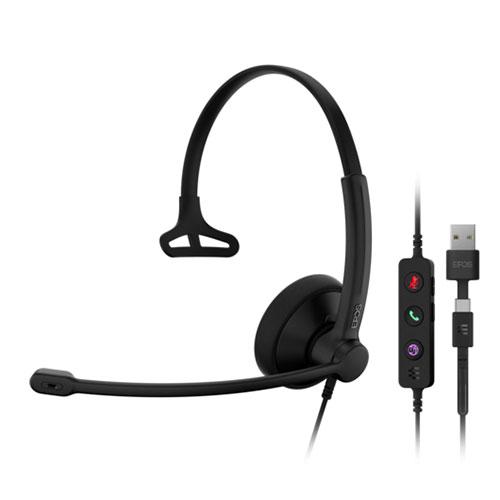 EPOS IMPACT 100 MS Mono USB-C+A USB片耳ヘッドセット 有線 手軽で...