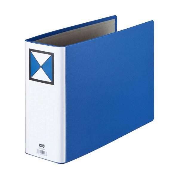 TANOSEE 両開きパイプ式ファイルA4ヨコ 800枚収容 80mmとじ 背幅96mm 青 1セッ...