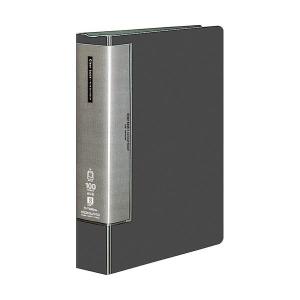 コクヨ クリヤーブック(ウェーブカットポケット・固定式)A4タテ 100ポケット 背幅64mm ダークグレー ラ-T590DM 1セット(4冊)