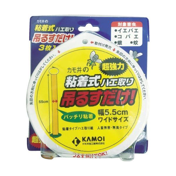 (まとめ) カモ井加工紙 吊るすだけ 粘着式ハエ取り TSURUSUDAKE 1パック(3枚) 〔×...