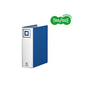 (まとめ)TANOSEE 両開きパイプ式ファイルV A4タテ 80mmとじ 青 10冊
