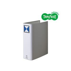 (まとめ)TANOSEE 両開きパイプ式ファイル A4タテ 80mmとじ グレー 10冊