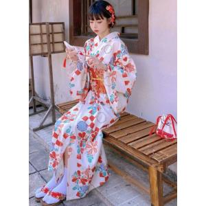 浴衣 ワンピース 大人 レディース 155 160 165 セット浴衣 セット 大きいサイズ 花柄 浴衣 作り帯 バック グリーン 緑白 赤 巾着袋
