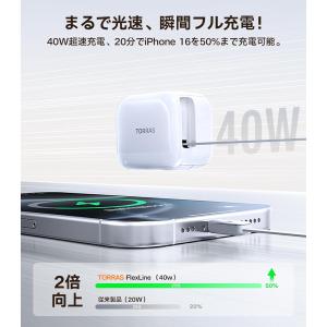 急速充電器 USB-C 2ポート ケーブル一体...の詳細画像2