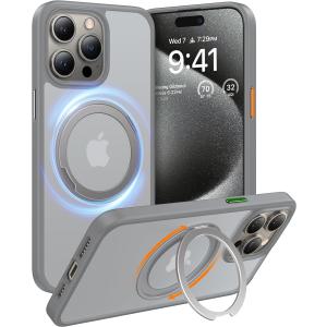 【クーポン配布中！在庫限り！】iPhone15Pro iPhoneケース TORRAS 正規品 マグネット搭載 リング 耐衝撃 半透明 UPRO Ostand R グレー X00158HDK1