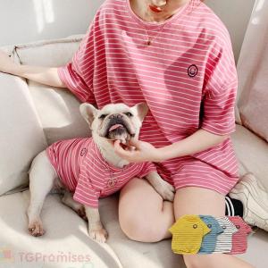 親子Tシャツ 犬 ペアルック 春夏 犬服Tシャツ 薄手 リゾート 小型犬 中型犬 大型犬 ペットとお揃い 犬と親子お揃い服 犬の服 親子｜rinrin37