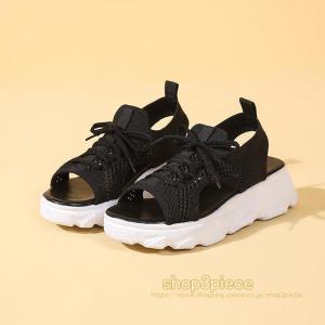 厚底サンダル レディース 厚底 メッシュ スポ...の詳細画像3