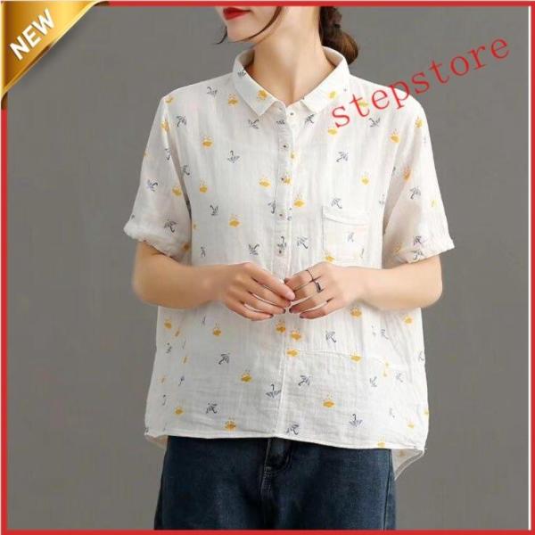 【大特価】ガーゼポロシャツ半袖　シャツ 学園風 レディースＴシャツ森ガール風ガールズシャツ可愛4色ゆ...