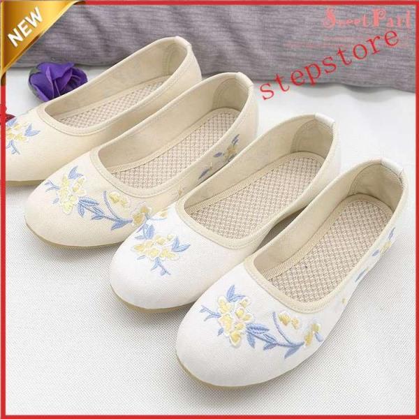 コンフォートシューズ レディース フラットパンプス 花柄 刺繍 フラワー 軽量 痛くない 歩きやすい...