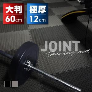 ジョイントマット 大判 厚手 60cm 厚さ12mm 縞鋼板 縞板 本体 1枚 サイドパーツ ×2 クッションマット トレーニングマット 黒 グレー｜rinrin37