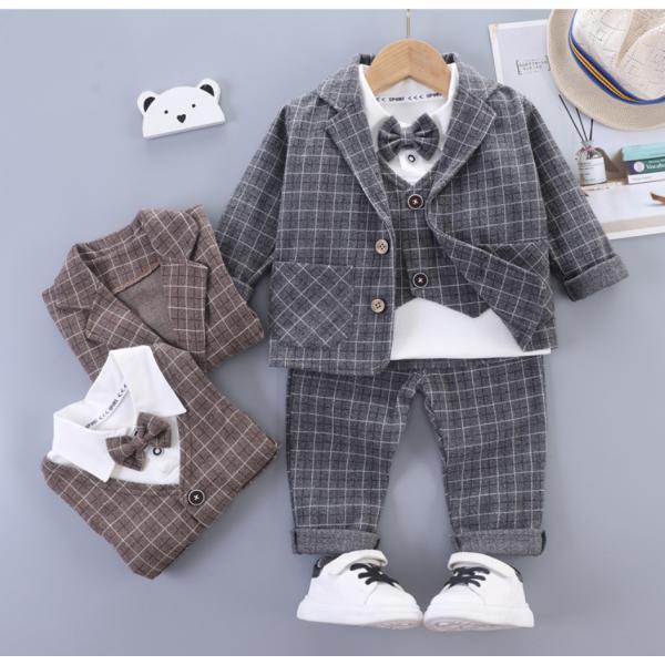 子供服 フォーマル スーツ 男児 3点セット 入学式 卒業式 安い 男の子 チェック柄 おしゃれ お...