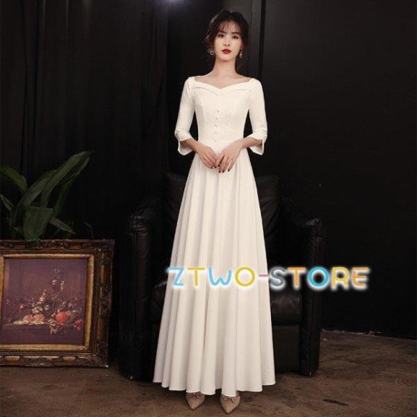 ウェディングドレス 白 花嫁 二次会 ドレス ロング ロングドレス パーティードレス 結婚式 お呼ば...