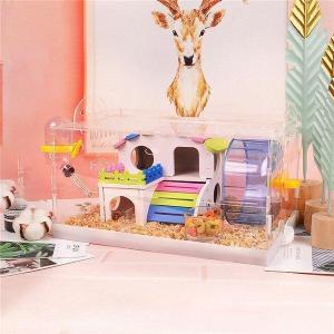 ハムスター用品 ハムスターケージ 小動物用ケージ ケージ 広いハウス 小動物小屋 籠 かご 飼育 大きい 透明 滑り止め 掃除しやすい 贅沢セット