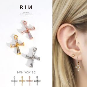 凛 RIN 軟骨ピアス クロス 16G ボディピアス 十字架 スタイリッシュ