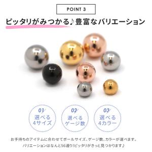 キャッチ ボディピアス カスタム 16G 14...の詳細画像5