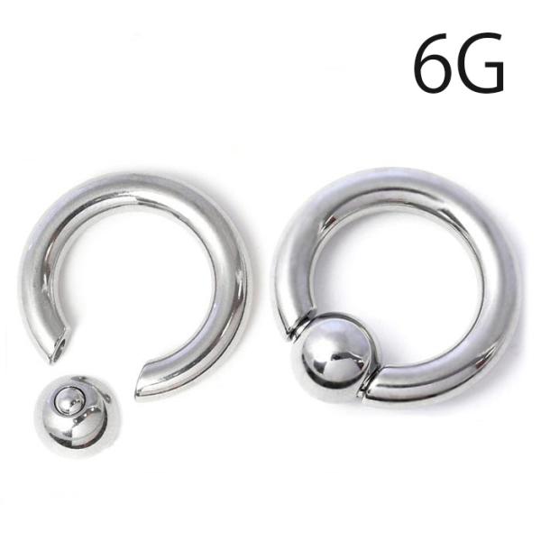 ボディピアス 6G 軟骨 ビーズリング リング ラージゲージ 片耳用 フープ ステンレス 金属アレル...