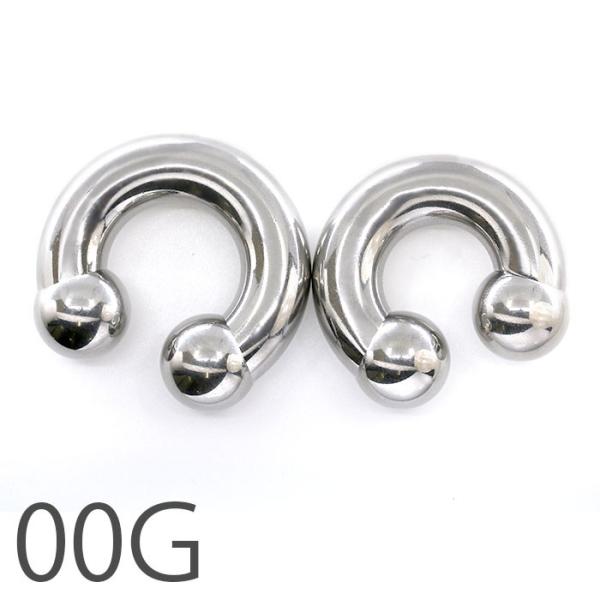 ボディピアス 00G 軟骨ピアス ラージゲージ サーキュラーバーベル 00ゲージ サージカルステンレ...