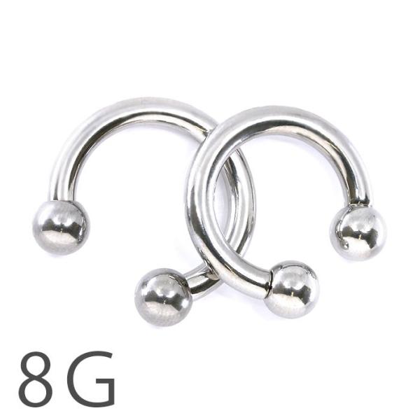 ボディピアス 8G 軟骨ピアス ラージゲージ サーキュラーバーベル 8ゲージ ステンレス セカンドピ...