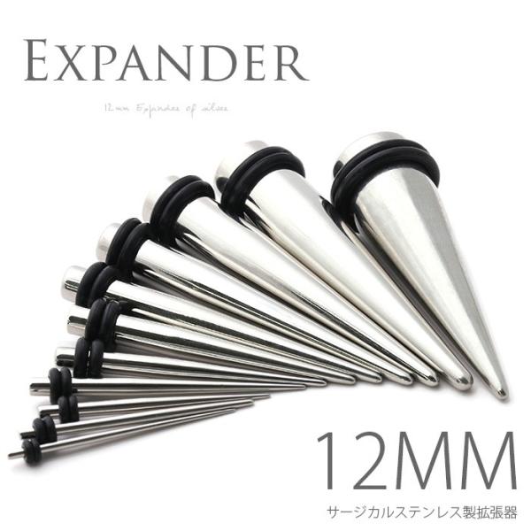 拡張器 12mm エキスパンダー ボディピアス サージカルステンレス 金属アレルギー対応 片耳用 ラ...